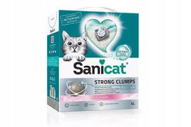 Katinų kraikas SANICAT Strong Clumps, baltas, su kūdikių pudros kvapu, 10 l