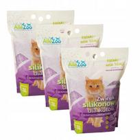 Silikoninis smulkus kačių kraikas su levandų kvapu AlleZoo, 3 x 3,8 l