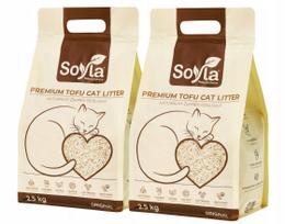 Kačių kraikas SOYLA Tofu, 12 l, susiformuojantis, beveik nedulka, 1,5 mm granulės