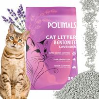 Katės kraikas Polimals, bentonitinis, smulkios frakcijos, levandų kvapo, 25 l