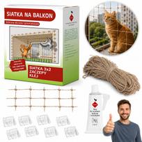 Apsauginis balkono tinklas katėms ir paukščiams, 2x3 m, montuojamas be gręžimo
