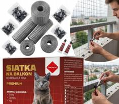Stiprus kačių tinklas balkonui be gręžimo, 6x3 m, su vieliniu sutvirtinimu