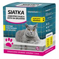 Katės tinklo rinkinys balkonui, 6x2 m, 1,5 mm storio, 40 mm akutės, montuojamas be gręžimo