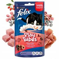 Kačių skanėstai FELIX Play Tubes su kalakutiena ir kumpiu, 50 g