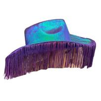 Retro Style Big Curve Brim Hat Jazz Top Hat Cow for Head Western Cowboy Hat Unis violetinė