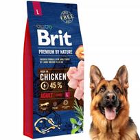 Šunų pašaras BRIT Premium By Nature su vištiena, vidutinių veislių suaugusiems, 15 kg