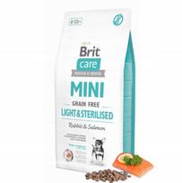 Šunų pašaras BRIT CARE MINI LIGHT STERILIZED su triušiena ir lašiša, 7 kg