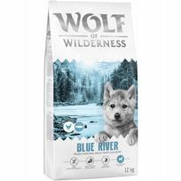 Sausas pašaras šuniukams Wolf of Wilderness Junior "Blue River" su lašiša, be grūdų, 12 kg