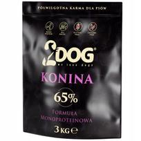 Šunų pašaras 2DOG su arkliena, 65% monobaltyminis, be grūdų, 3 kg