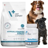 Sausas hipoalerginis šunų pašaras Ultra 2 kg + VetoSkin rinkinys Vet Expert