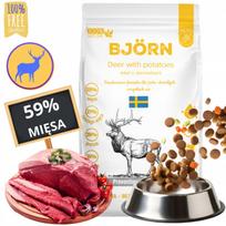 Sausas šunų pašaras BJORN Premium Adult be grūdų, su elniena, 59% mėsos, 5 kg
