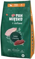 Sausas šunų pašaras Pan Mięsko, kalakutiena su antienos traškučiais ir žolelėmis, M, 20 kg