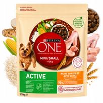 Sausas šunų maistas PURINA ONE Mini Active su vištiena ir ryžiais, 1,5 kg