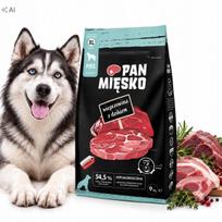 Sausas šunų maistas Pan Mięsko su kiauliena ir laukine mėsa, suaugusiems, traškučiai XL, 9 kg