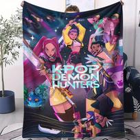 KPop Demonų Medžiotojų Antklodė Rumi Mira Zoey Spausdinta Flanelinė Antklodė Namams Laisvalaikiui Stovyklavimui Kelionėms Gerbėjų Dovanos 75x90cm pink