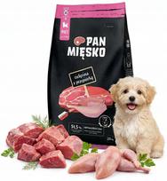Sausas šuniukų maistas Pan Mięsko, veršiena ir putpelių traškučiai, XS, 20 kg
