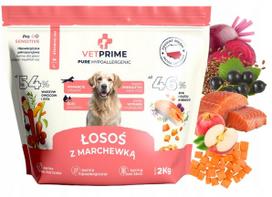 Šunų pašaras VETPRIME Pure Hypo lašiša su morkomis, be grūdų, M/L, 2 kg