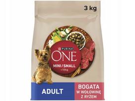 Šunų maistas PURINA ONE Mini Adult su jautiena ir ryžiais, 3 kg