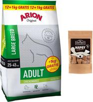Sausas šunų maistas ARION Original Adult Large su vištiena ir ryžiais, 12 kg + 1 kg dovana + Hapsy 100 g