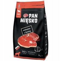 Sausas šunų ėdalas Pan Mięsko su jautiena ir ožka, suaugusiems, 9 kg