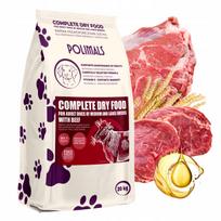 Sausas šunų maistas Polimals su jautiena ir vitaminais, suaugusiems, 20 kg