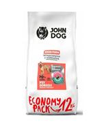 Sausas šunų maistas JOHN DOG su kiauliena ir jautiena, dideliems suaugusiems šunims, 12 kg