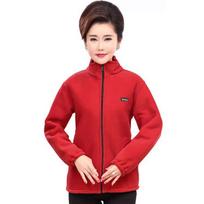 Winter Warm Fleece Jacket for Mum Autumn Casual Zipper Outerwear Mid-aged Women 5XL 5XL raudona