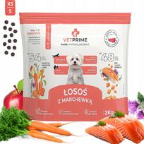 Hipoalerginis lašišų pašaras šunims VETPRIME, su morkomis, XS/S, 2 kg