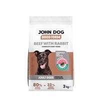 Sausas šunų maistas John Dog su jautiena ir triušiena, vidutinių veislių, 3 kg