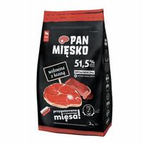 Sausas šunų maistas Pan Mięsko, jautiena su ožkiena, 3 kg, traškučiai M