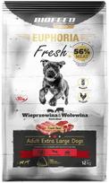 Sausas šunų maistas EUPHORIA FRESH MEAT su kiauliena ir jautiena, XL, 12 kg