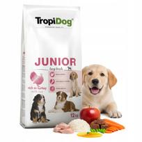 Sausas šunų maistas TROPIDOG Junior Large Turkey, 12 kg, jaunoms didelių veislių šuniukams