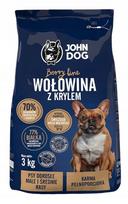 Sausas šunų maistas su jautiena ir kriliais, suaugusiems mažų ir vidutinių veislių šunims, John Dog, 3 kg