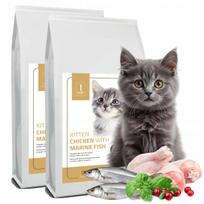 Sausas kačiukų pašaras su vištiena ir jūros žuvimi, 2 x 10 kg, smulkios granulės
