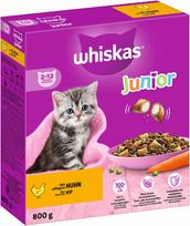 Sausas kačiukų pašaras WHISKAS Junior su vištiena, 5 x 800 g (4 kg), 2–12 mėn.