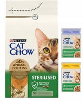 Katėms skirtas maistas Purina Cat Chow Sterilised su vištiena, 2 x 1,5 kg + 2 maišeliai dovanų
