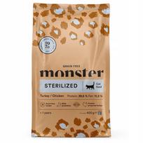 Sterilizuotų kačių sausas pašaras Monster Cat, be grūdų, su kalakutiena ir vištiena, 400 g