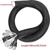5/1M Braided Cable Sleeve PET Nylon Wrapping Cable Casing Cable Sleeves Wire for Desk PC TV Wire Protector Cable Wrap Cover black