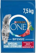 Sausas pašaras sterilizuotoms katėms PURINA ONE su jautiena, 7,5 kg x2