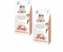 Sausas kačių maistas BRIT CARE Sensitive su kalakutiena ir lašiša, 2 x 400 g