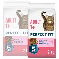 Sausas pašaras katėms Perfect Fit Adult, lašiša, 2 x 7 kg