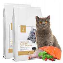 Sausas kačių maistas su lašiša ir vištiena, be grūdų, suaugusioms katėms, 2x10 kg, 1CAT