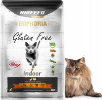 Sausas pašaras katėms EUPHORIA Indoor be glitimo, kalakutiena ir žąsiena, 400 g