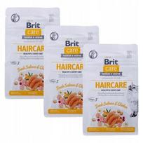 Sausas kačių maistas BRIT CARE HairCare su vištiena ir lašiša, 3 x 400 g