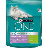 Sausas kačių maistas PURINA ONE Sensitive su kalakutiena, 2 x 800 g