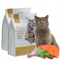Sausas kačių maistas su lašiša ir vištiena, be grūdų, suaugusioms katėms, 2x2 kg, 1CAT