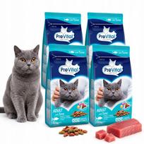 Sausas kačių maistas PREVITAL su tunu suaugusioms katėms, 4 x 1,4 kg