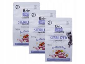 Katėms skirtas pašaras BRIT Care Sterilized su antiena ir kalakutiena, svorio kontrolei, 3 x 400 g