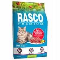 Sausas maistas Rasco Premium sterilizuotoms katėms su jautiena, spanguolėmis ir nasturtėmis, 2 kg