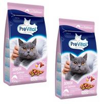 Sausas kačių maistas PREVITAL Senior su lašiša, 2 x 1,4 kg